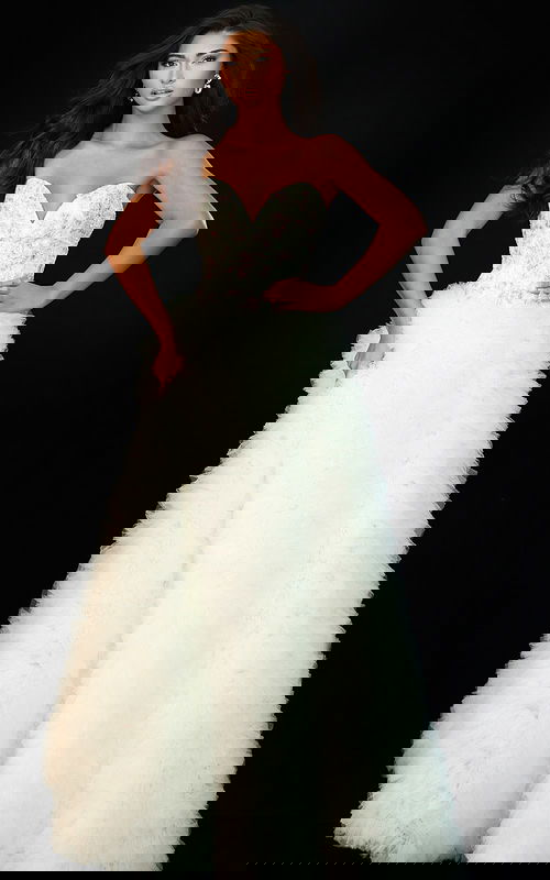 ruffled v neckline white dress 45636